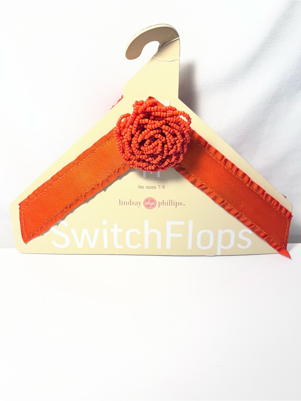 lindsay phillips Orange Beaded Rosette Flip-Flop Strap